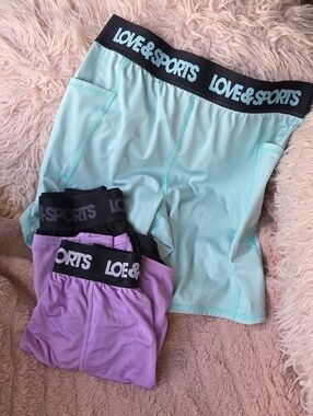 Love & Sports Women's Bike Shorts - Mint and Lavender
